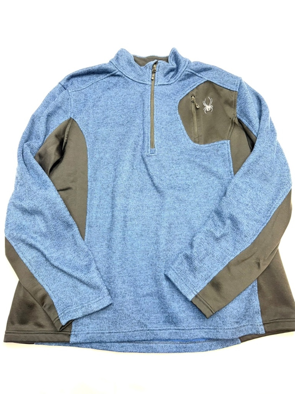 SPYDER $109 Mens XXL Blue Black Quarter Zip Long Sleeve Bandit Fleece Pullover